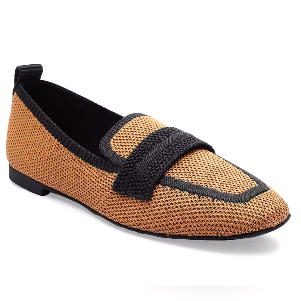 SANCTUARY Blast Black Tan Knit Penny Loafers Size 6